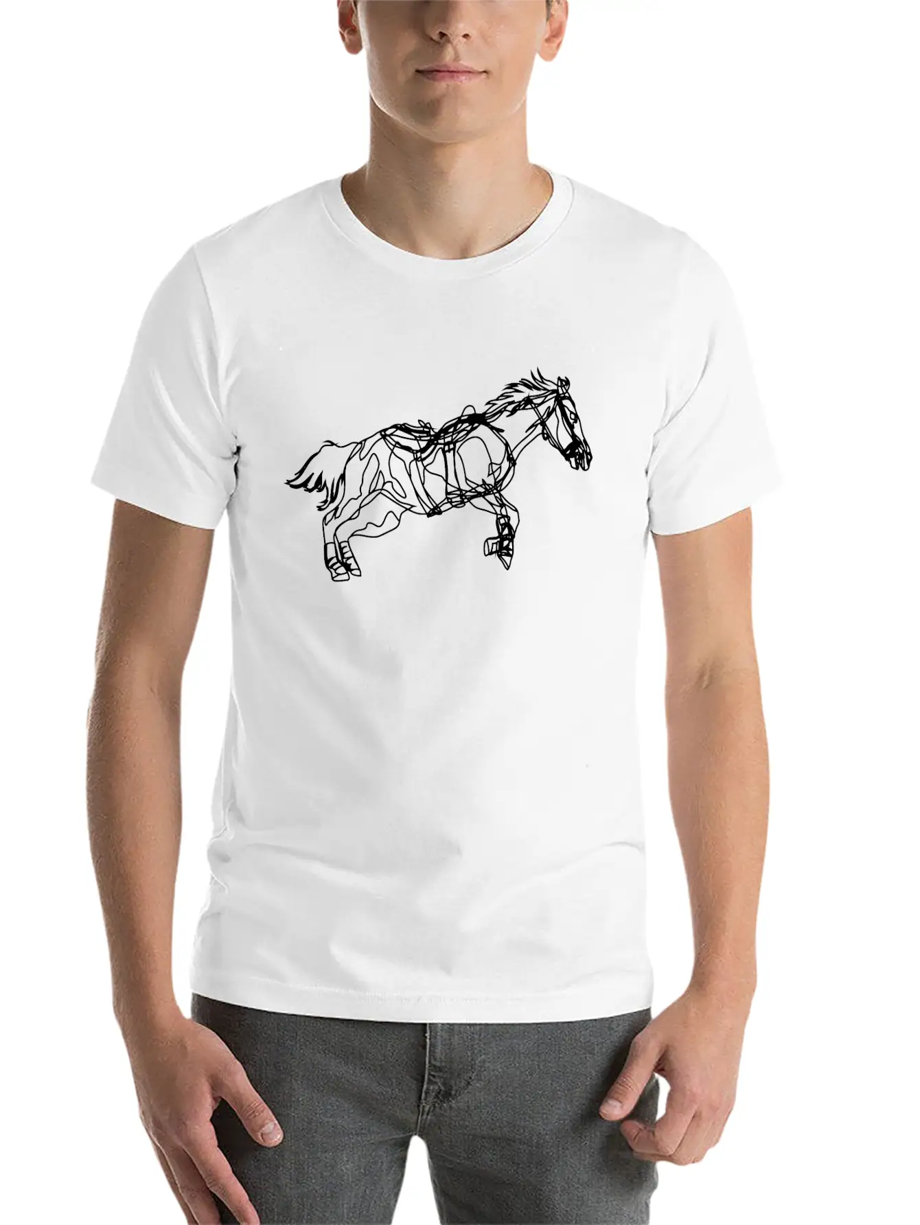Line Art Horse Relaxed Everyday Tee – Lightweight And Durable Cotton