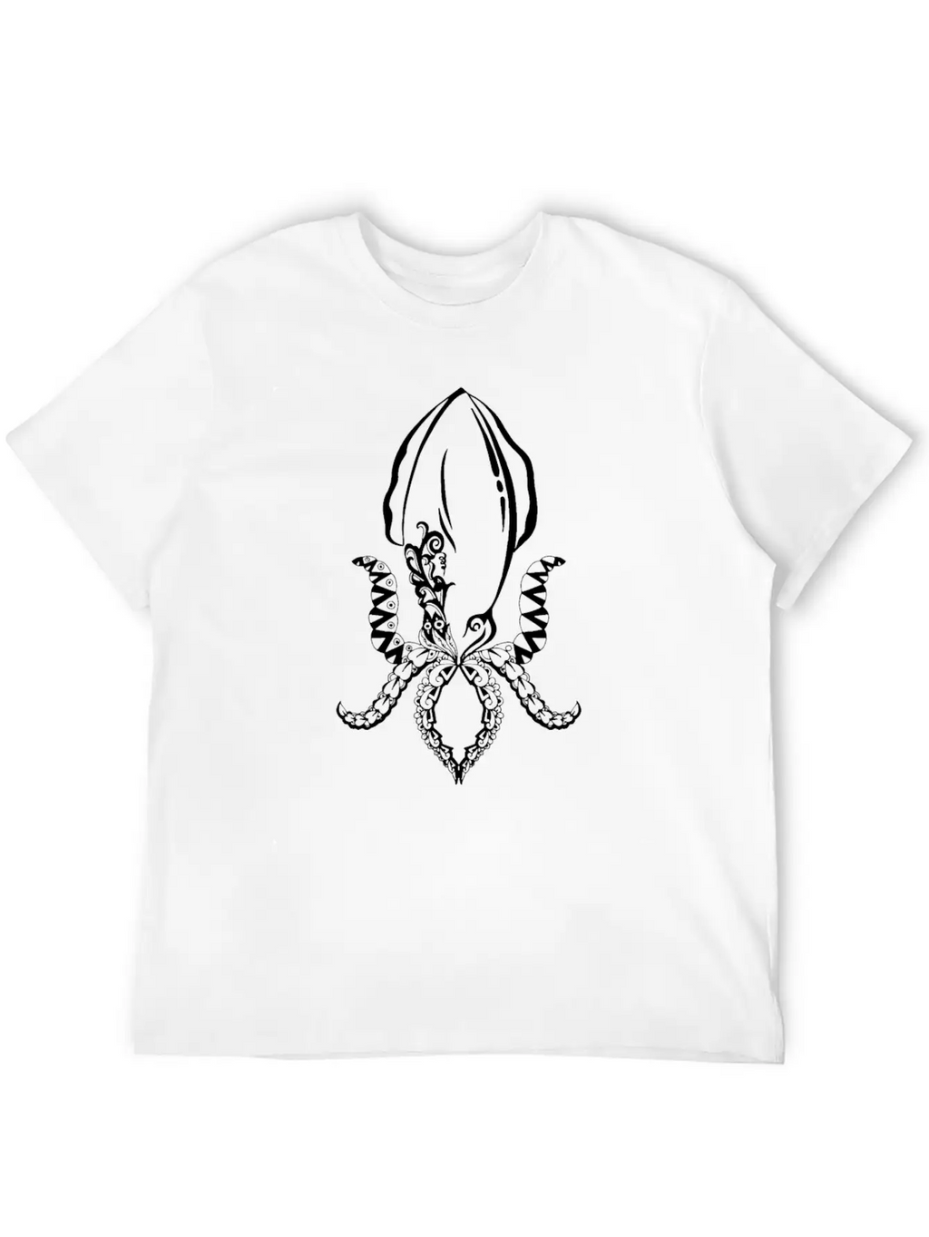 Line Art Mandala Squid Stylish Everyday T-Shirt – Unisex Basic Cotton Tee