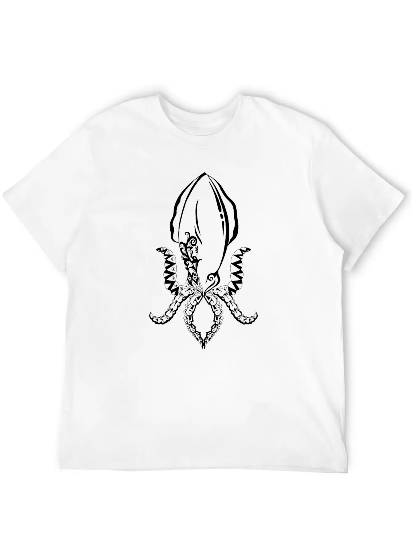Line Art Mandala Squid Stylish Everyday T-Shirt – Unisex Basic Cotton Tee