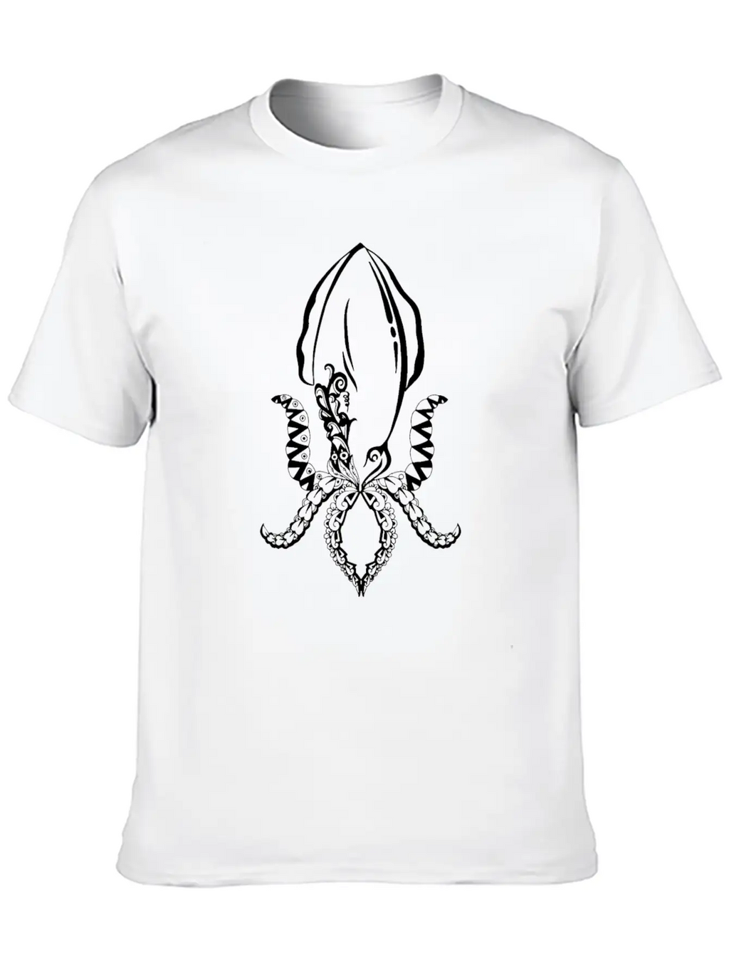 Line Art Mandala Squid Stylish Everyday T-Shirt – Unisex Basic Cotton Tee