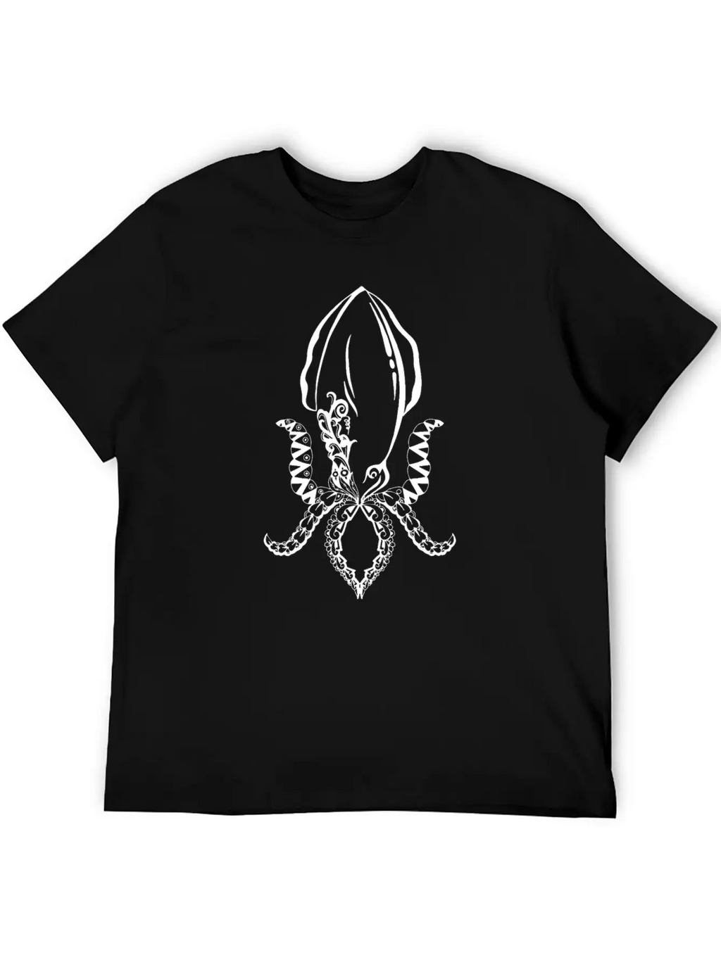 Line Art Mandala Squid Stylish Everyday T-Shirt – Unisex Basic Cotton Tee