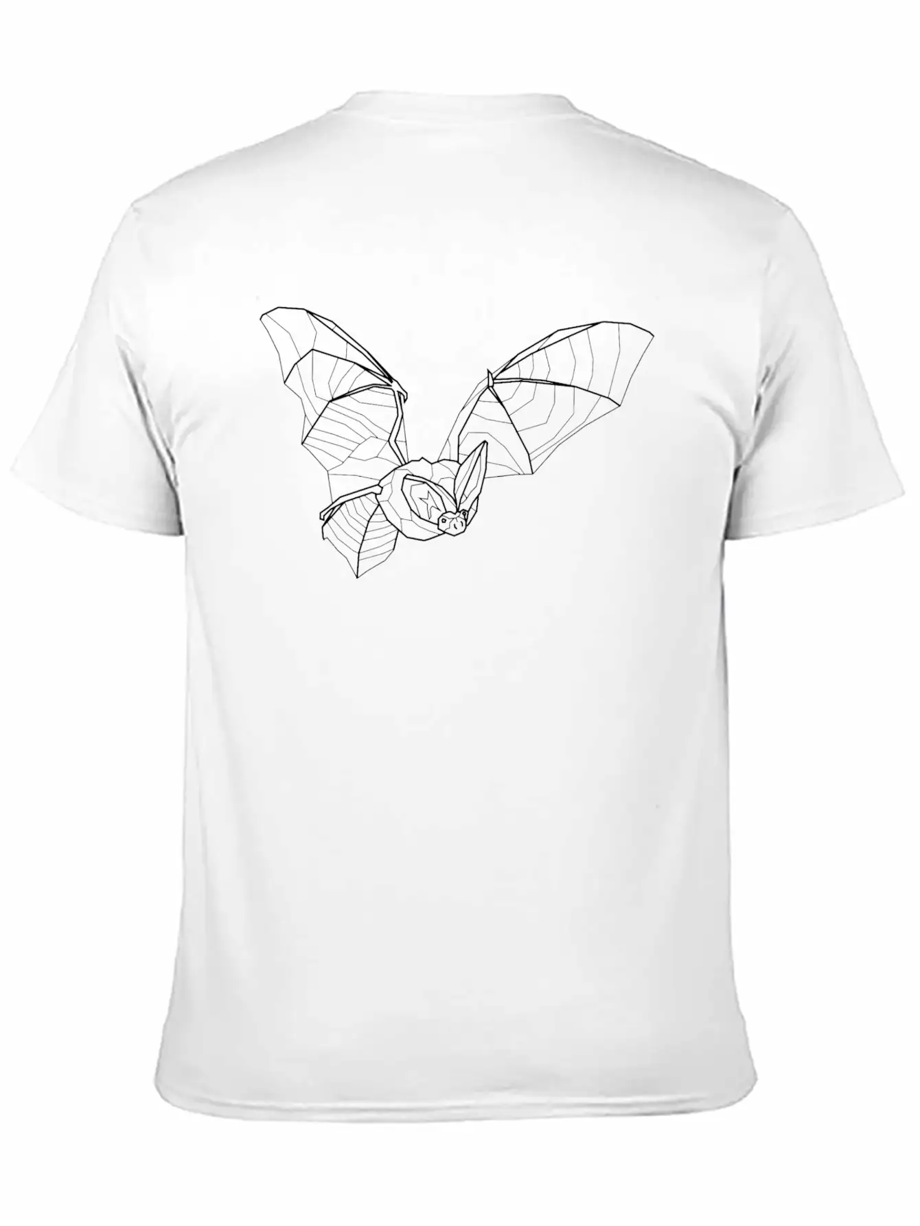 Line Art White Long Eared Bat - Little Vampire Essential Cotton Tee For Daily Outfits – Unisex Style