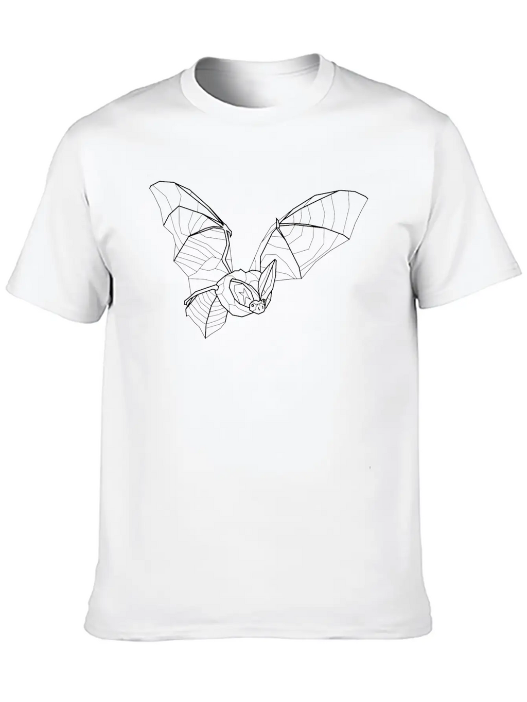 Line Art White Long Eared Bat - Little Vampire Essential Cotton Tee For Daily Outfits – Unisex Style