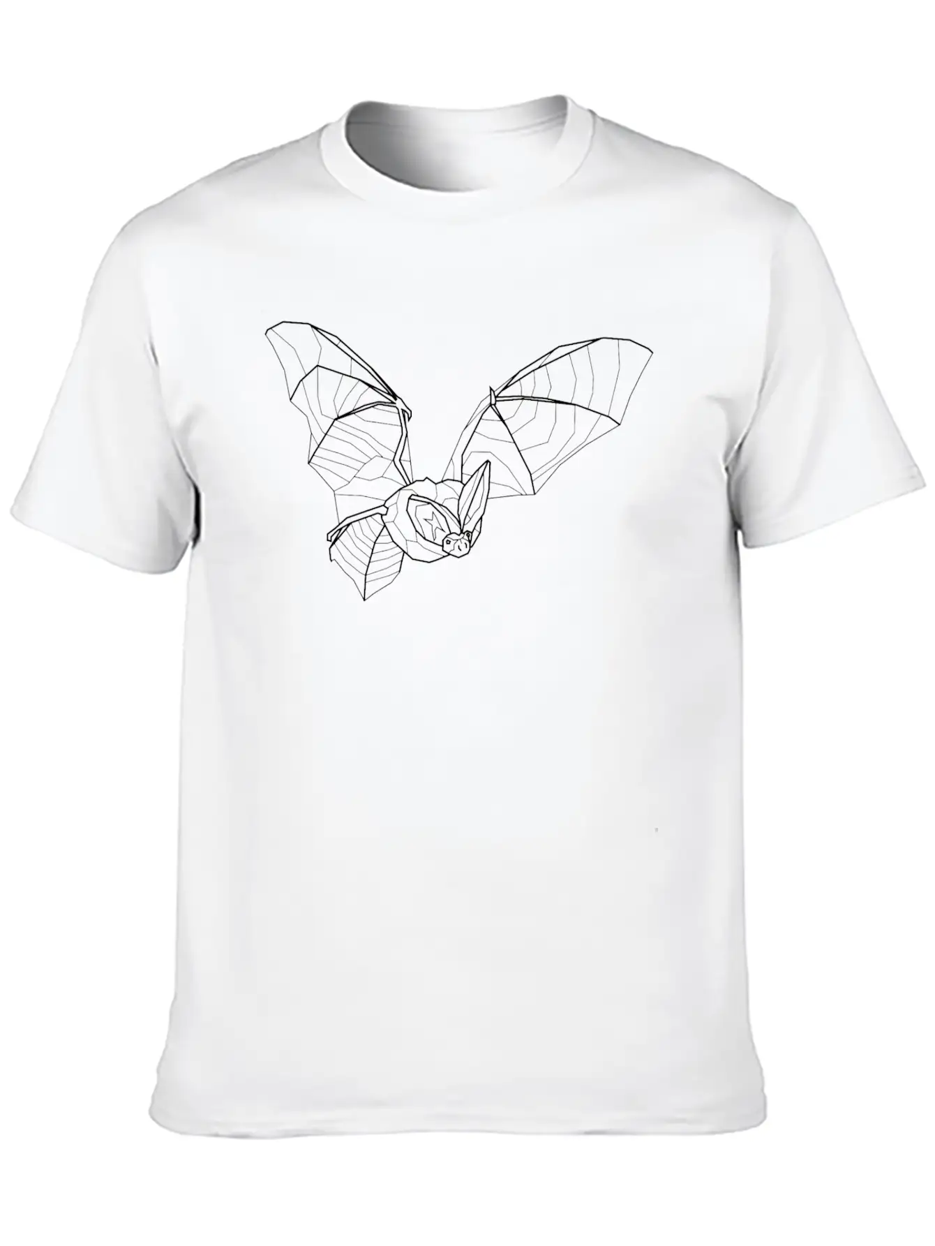Line Art White Long Eared Bat - Little Vampire Essential Cotton Tee For Daily Outfits – Unisex Style