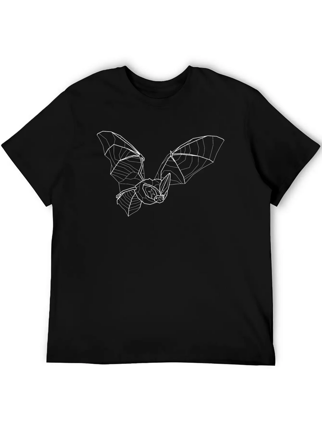Line Art White Long Eared Bat - Little Vampire Essential Cotton Tee For Daily Outfits – Unisex Style