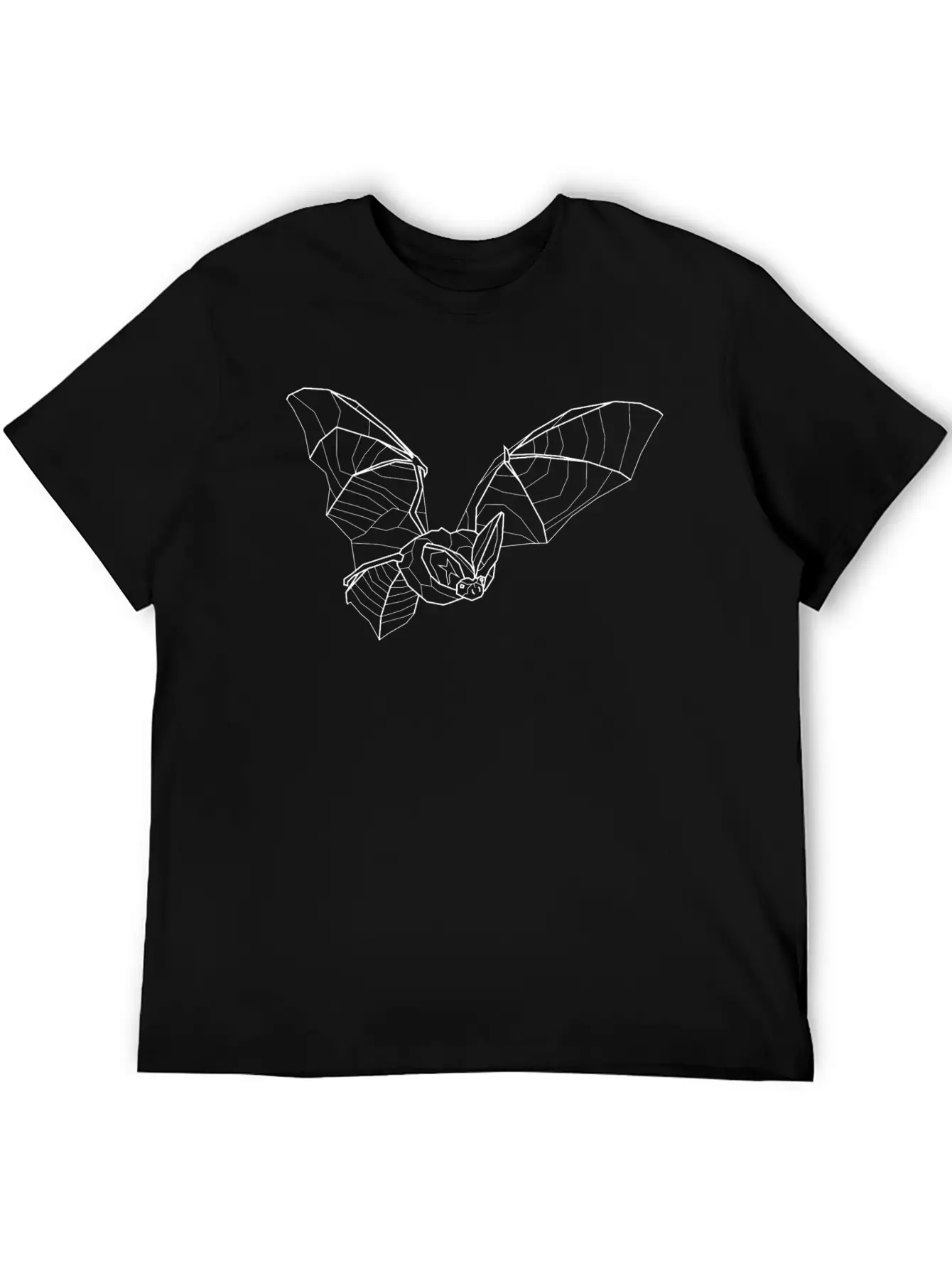 Line Art White Long Eared Bat - Little Vampire Essential Cotton Tee For Daily Outfits – Unisex Style