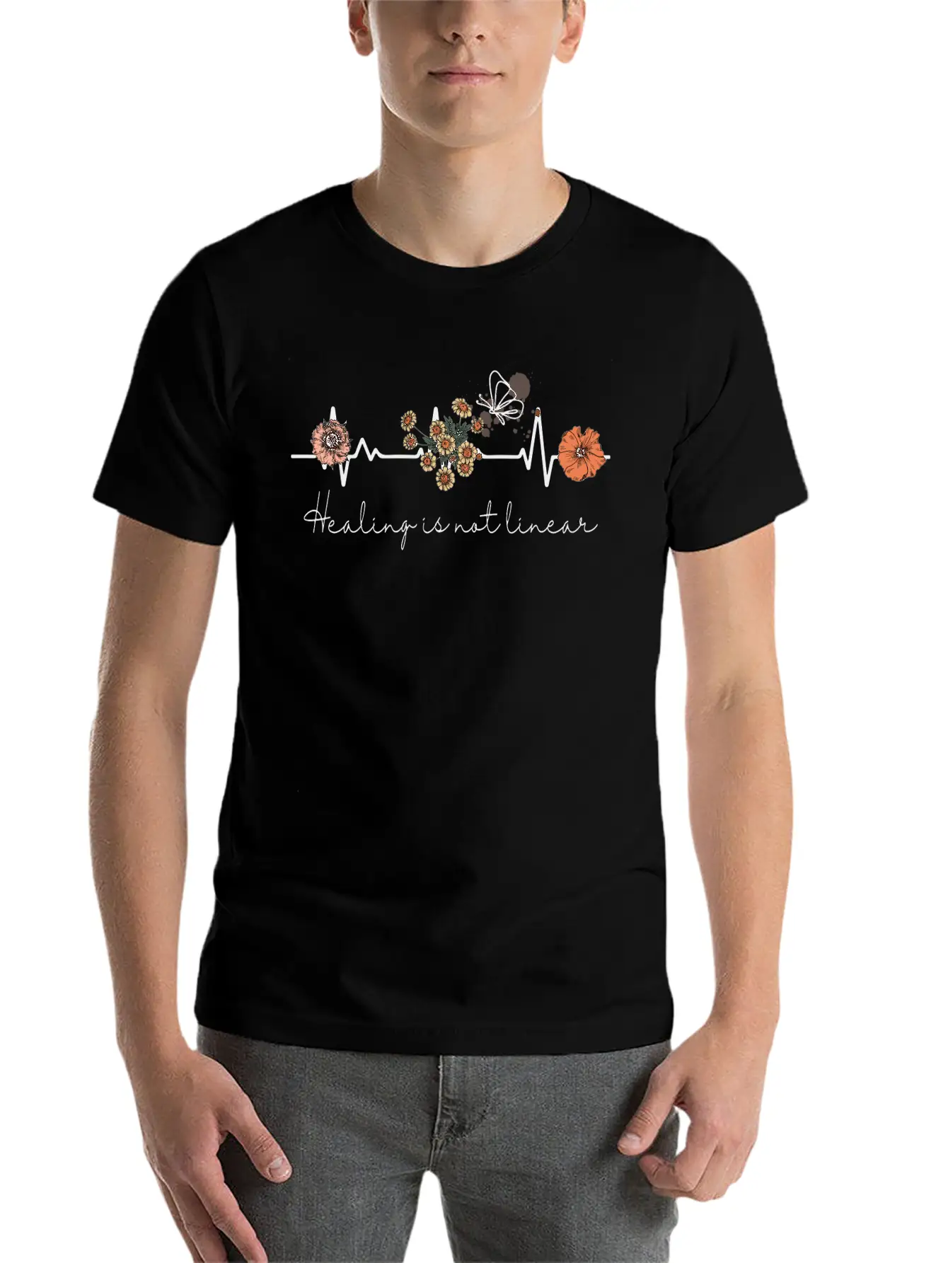 Linear Is Not Linear Mental Health Quotes Classic Cotton Tee – Unisex Comfort For Any Season