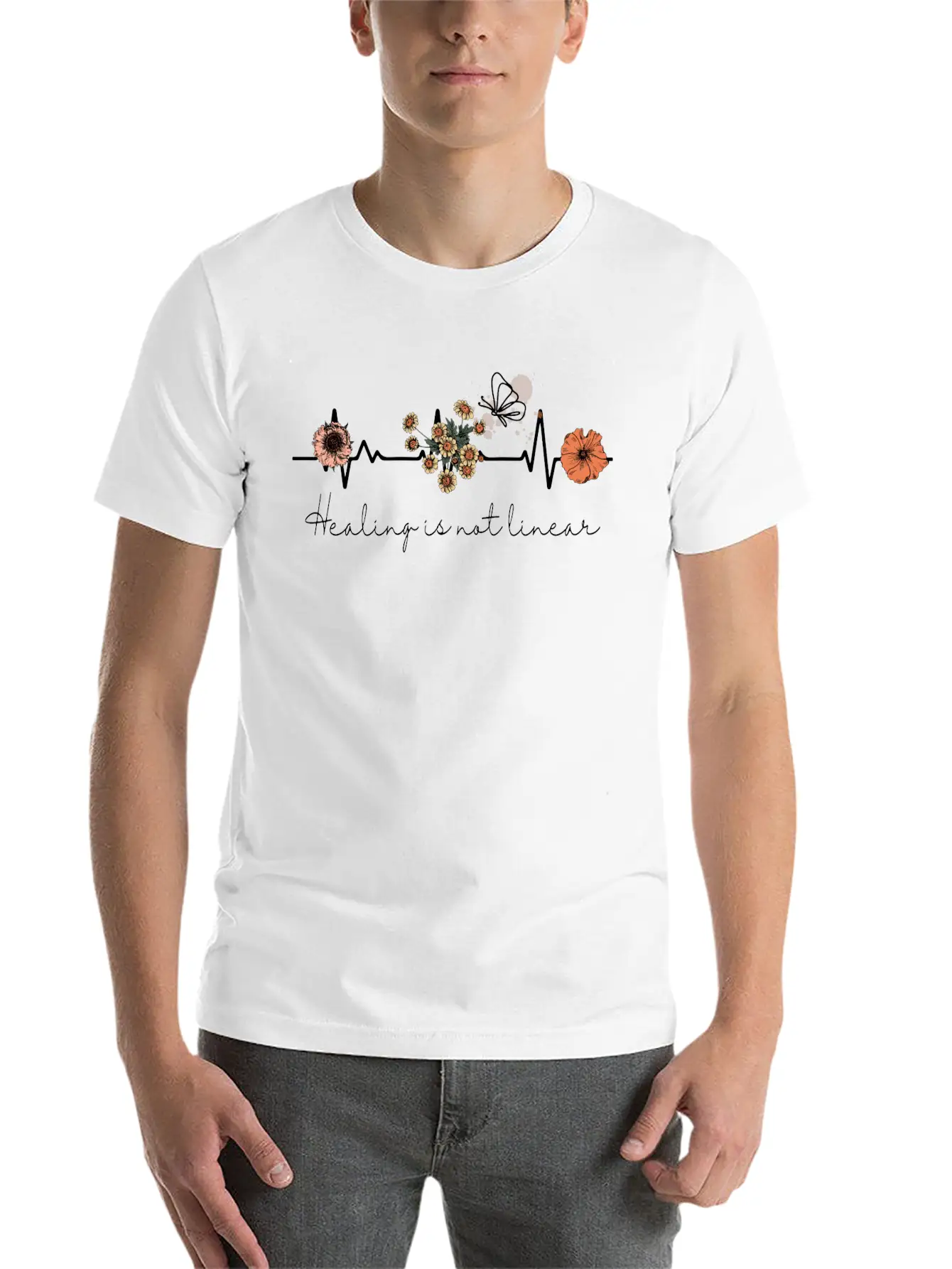 Linear Is Not Linear Mental Health Quotes Classic Cotton Tee – Unisex Comfort For Any Season