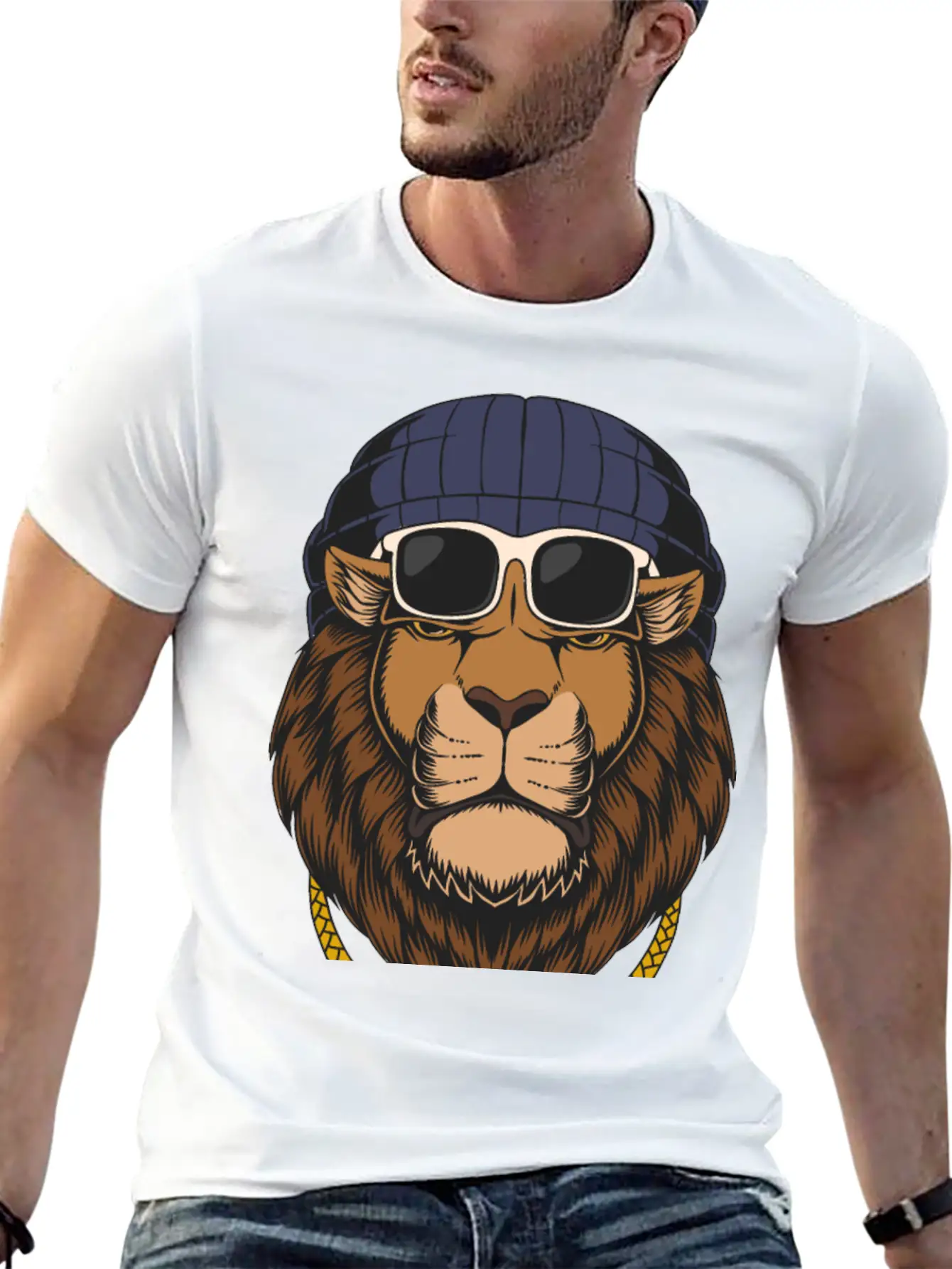 Lion, Cool Lion, Lion Attitude Basic Graphic T-Shirt – Daily Comfort In Soft Cotton