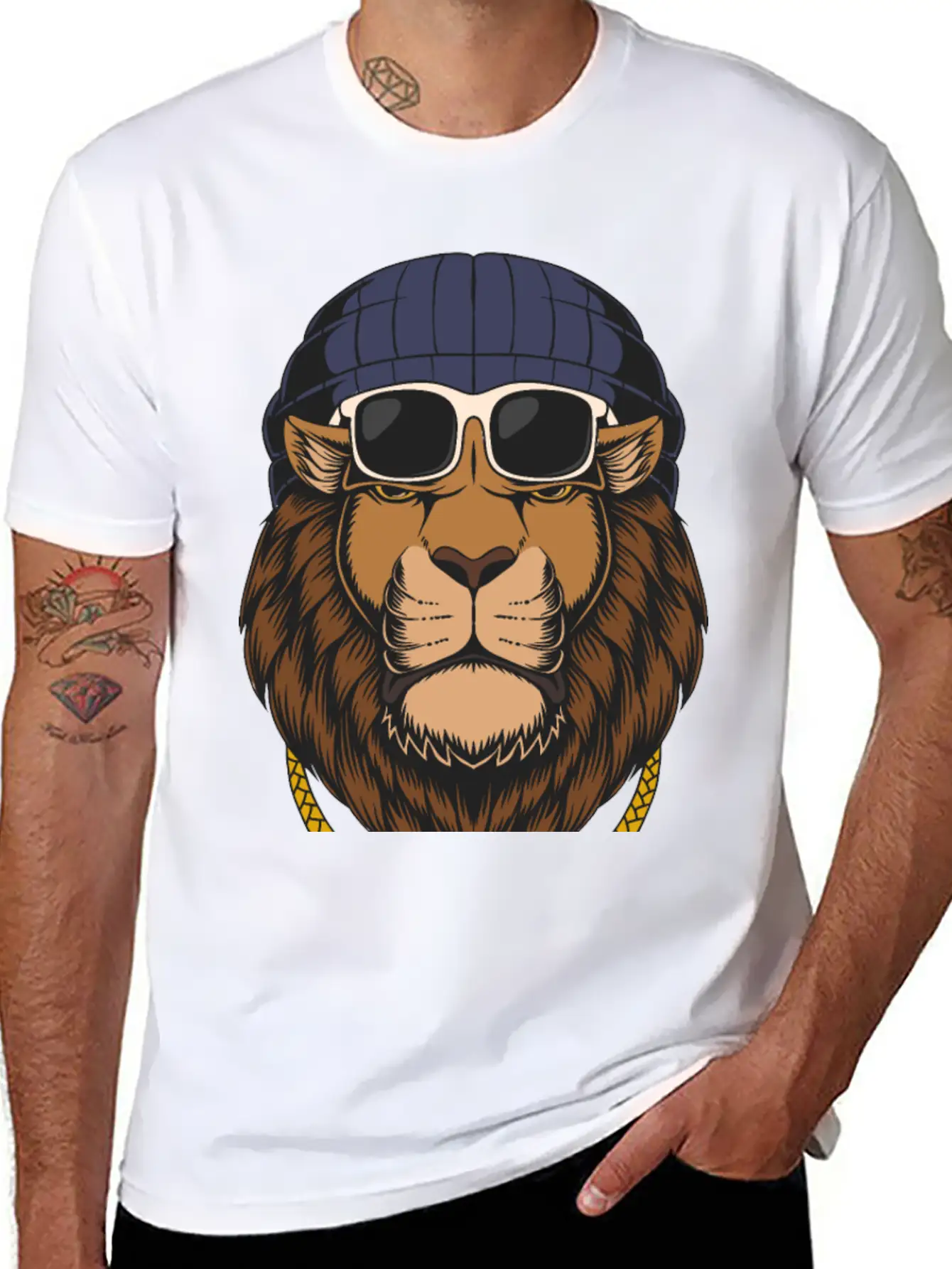 Lion, Cool Lion, Lion Attitude Basic Graphic T-Shirt – Daily Comfort In Soft Cotton