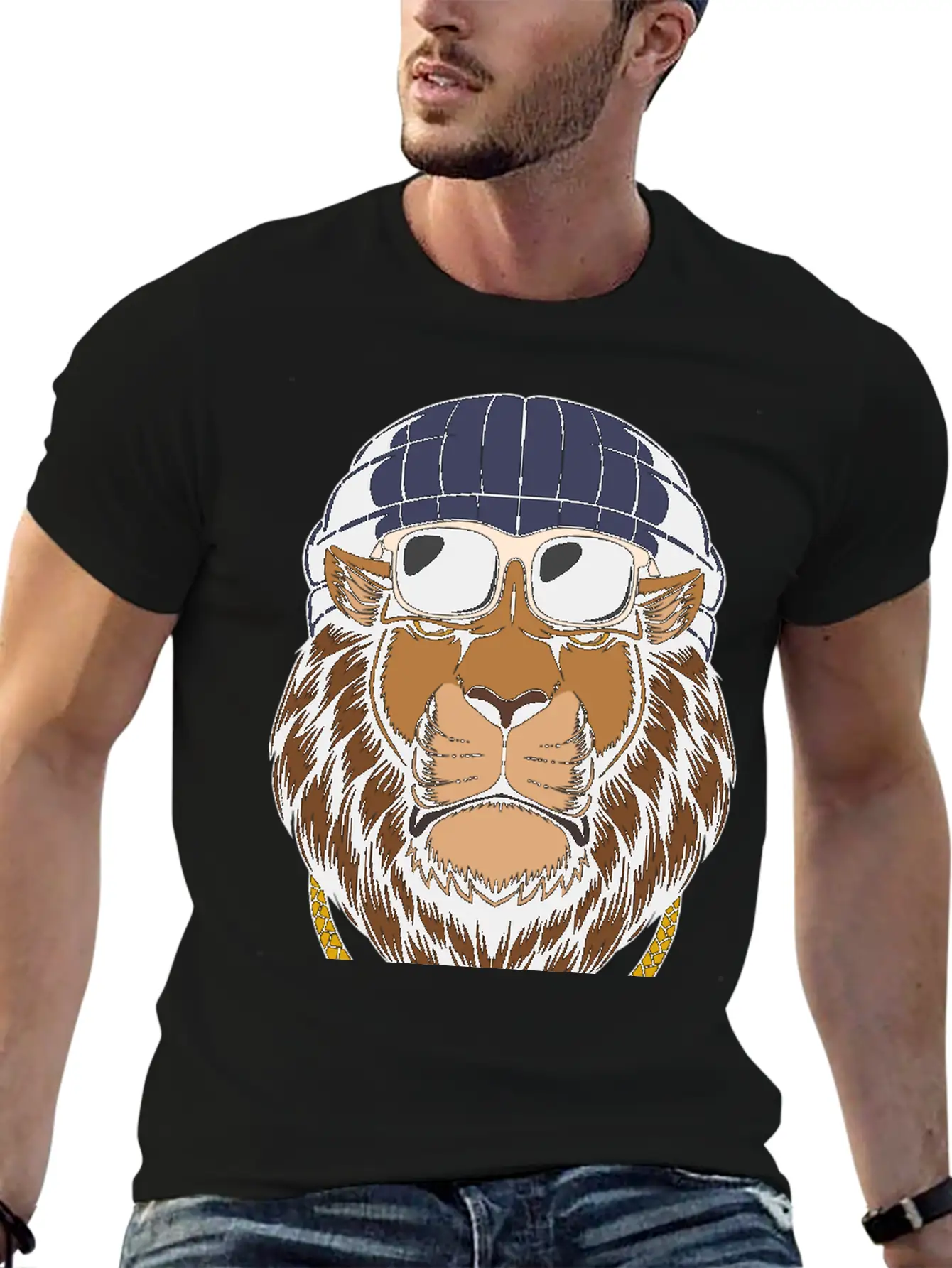 Lion, Cool Lion, Lion Attitude Basic Graphic T-Shirt – Daily Comfort In Soft Cotton