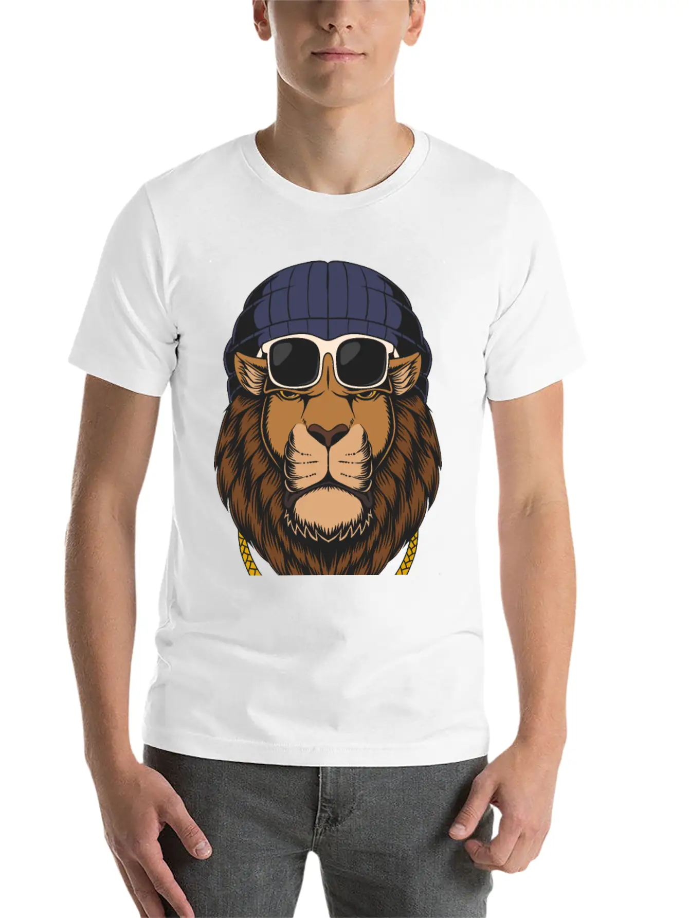 Lion, Cool Lion, Lion Attitude Basic Graphic T-Shirt – Daily Comfort In Soft Cotton
