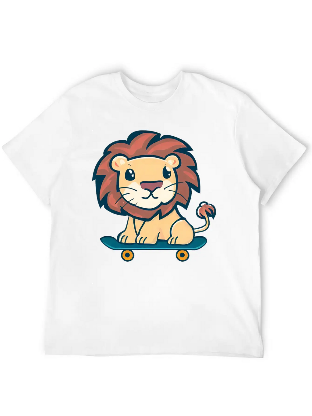 Lion On Skateboard Breathable Graphic T-Shirt – Perfect For Casual Days