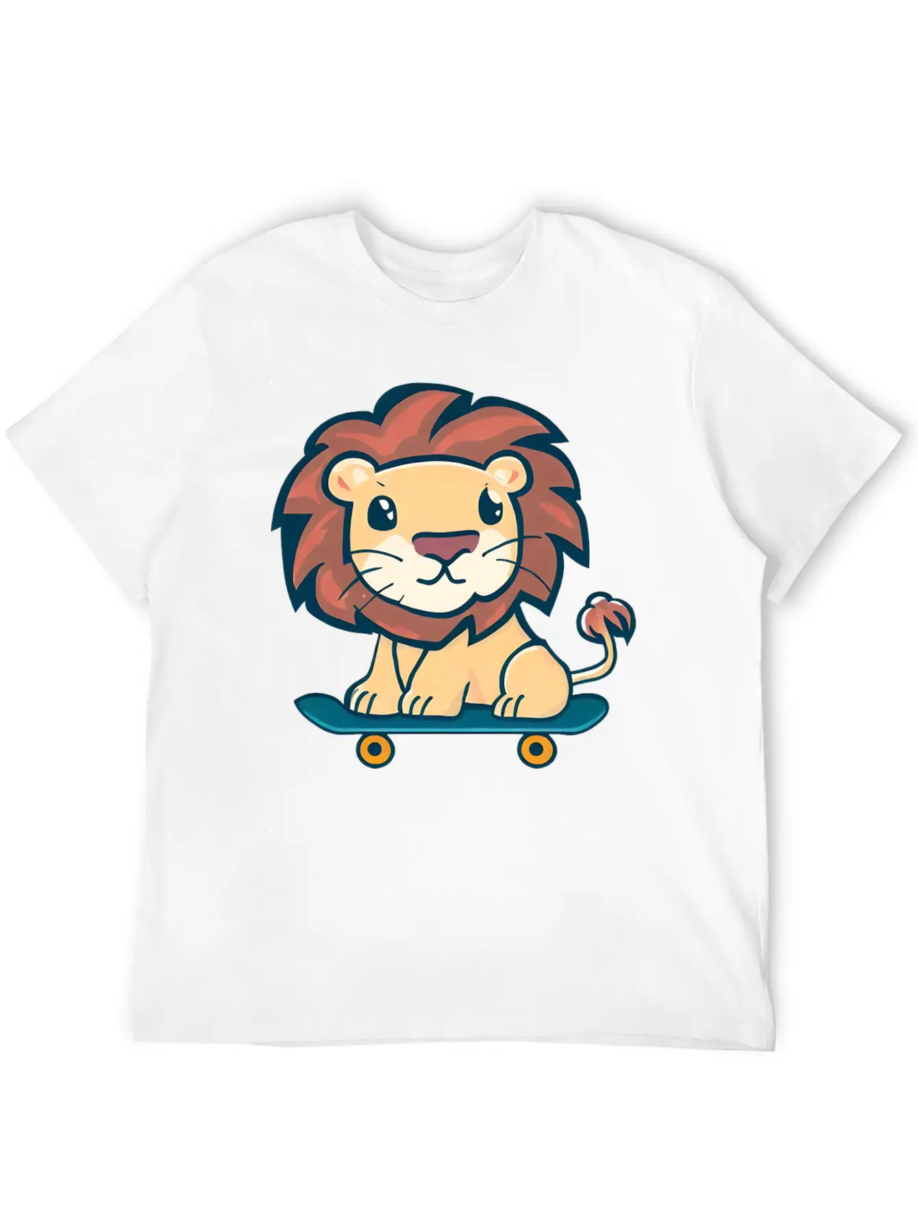 Lion On Skateboard Breathable Graphic T-Shirt – Perfect For Casual Days