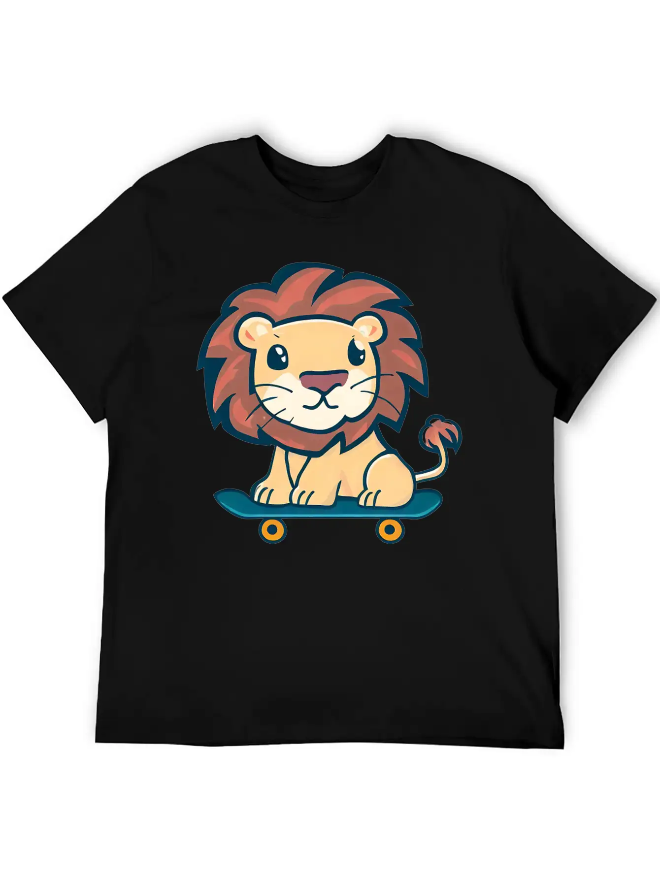 Lion On Skateboard Breathable Graphic T-Shirt – Perfect For Casual Days