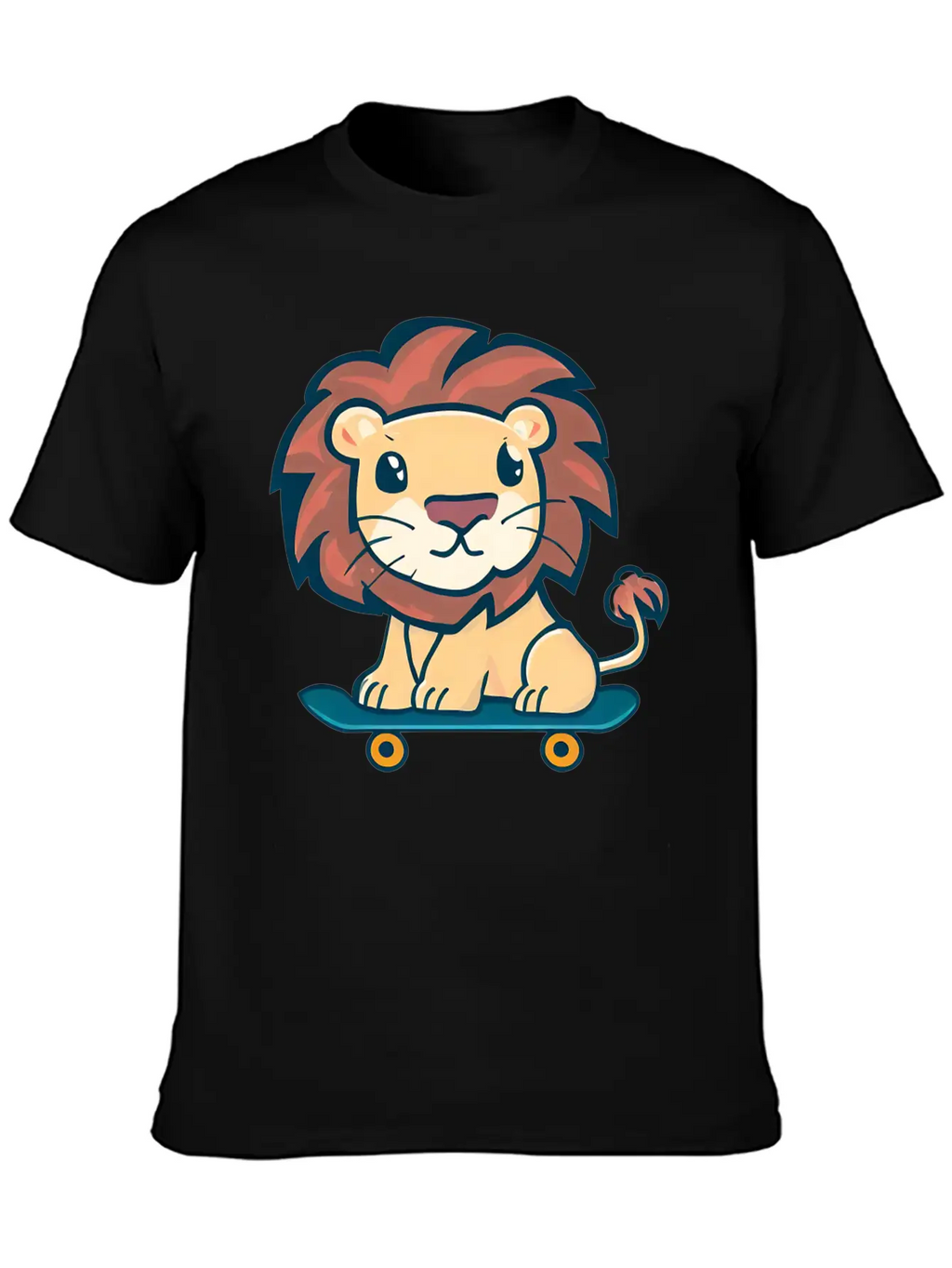Lion On Skateboard Breathable Graphic T-Shirt – Perfect For Casual Days