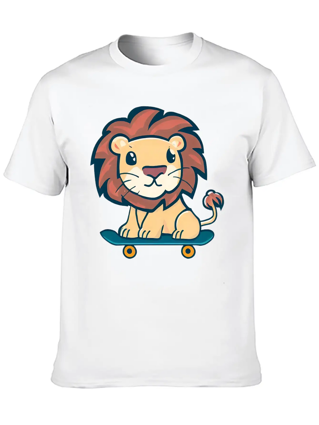 Lion On Skateboard Breathable Graphic T-Shirt – Perfect For Casual Days