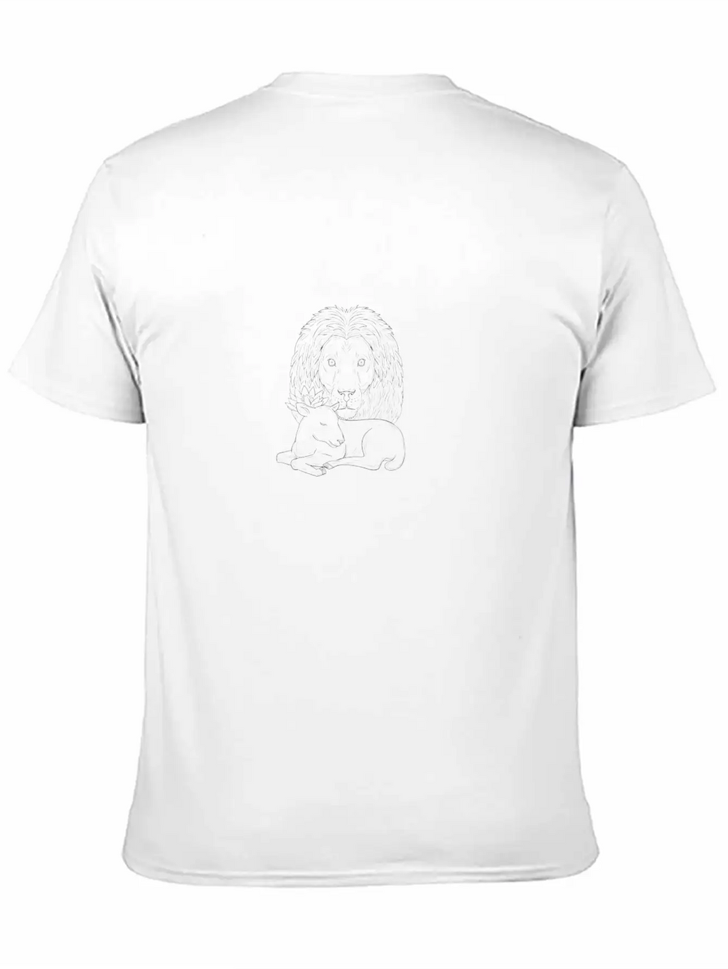 Lion Watching Over Sleeping Lamb Drawing Unisex Casual T-Shirt – Clean Design For Daily Comfort