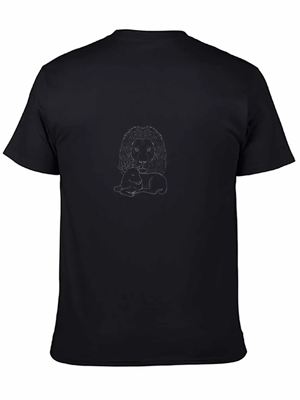 Lion Watching Over Sleeping Lamb Drawing Unisex Casual T-Shirt – Clean Design For Daily Comfort
