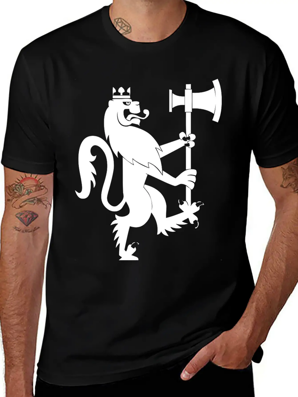 Lion With An Axe Breathable Graphic T-Shirt – Perfect For Casual Days