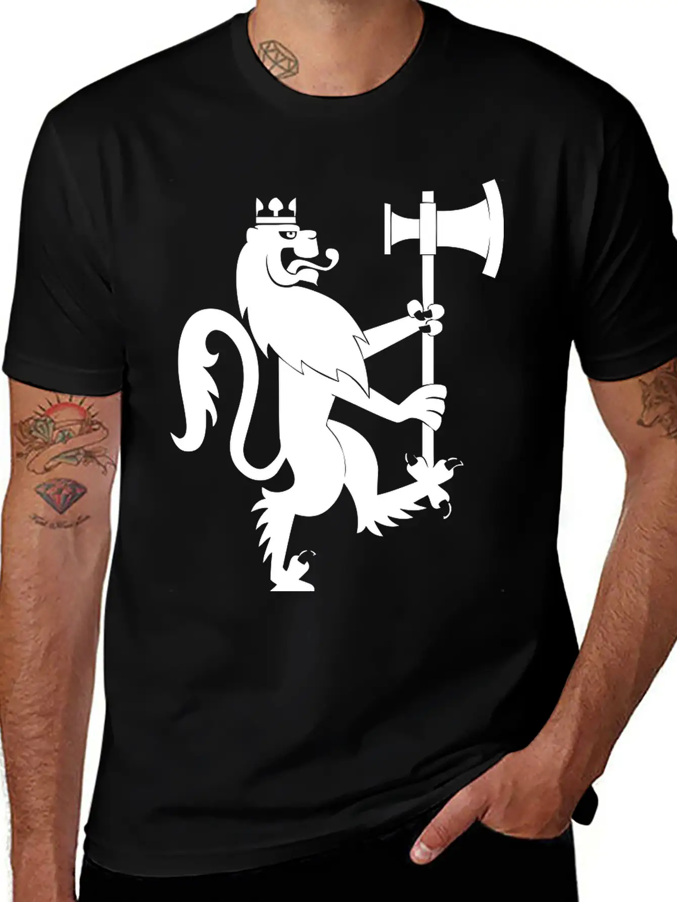 Lion With An Axe Breathable Graphic T-Shirt – Perfect For Casual Days
