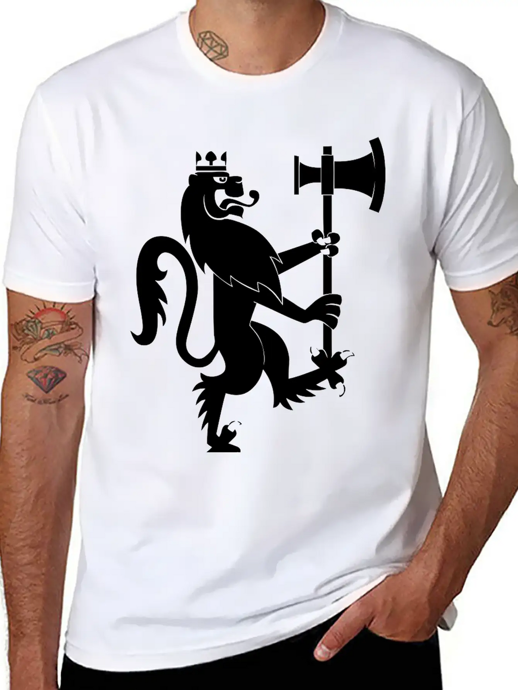 Lion With An Axe Breathable Graphic T-Shirt – Perfect For Casual Days