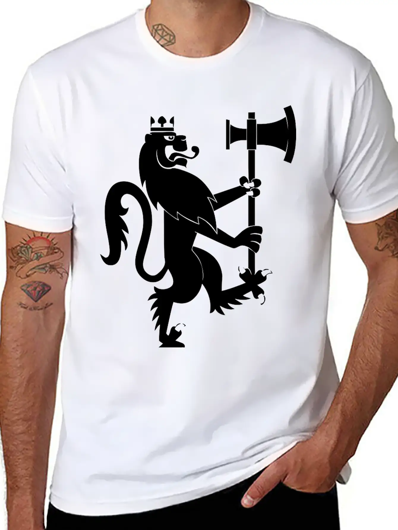 Lion With An Axe Breathable Graphic T-Shirt – Perfect For Casual Days