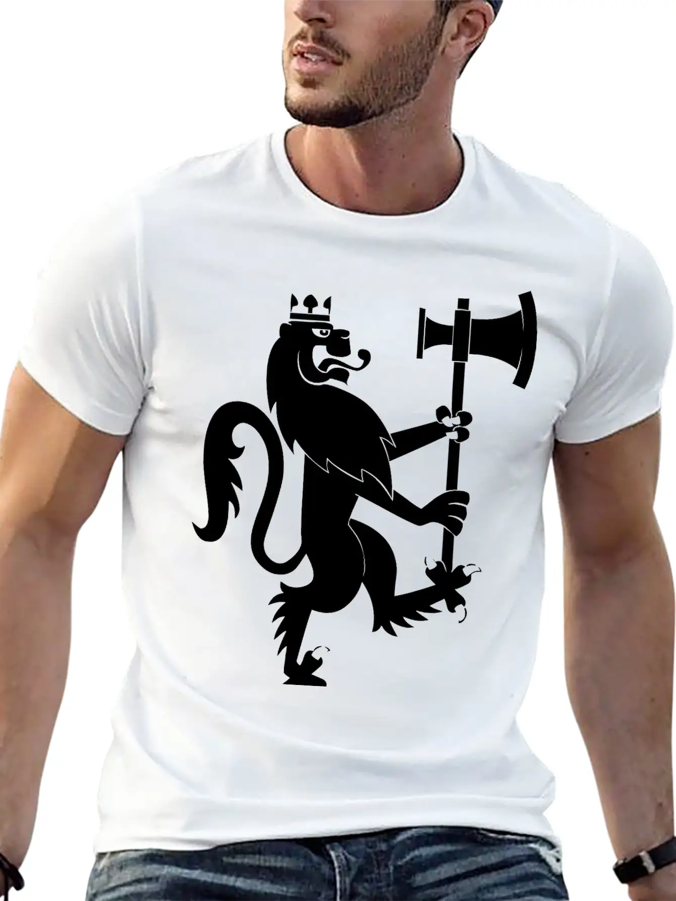 Lion With An Axe Breathable Graphic T-Shirt – Perfect For Casual Days