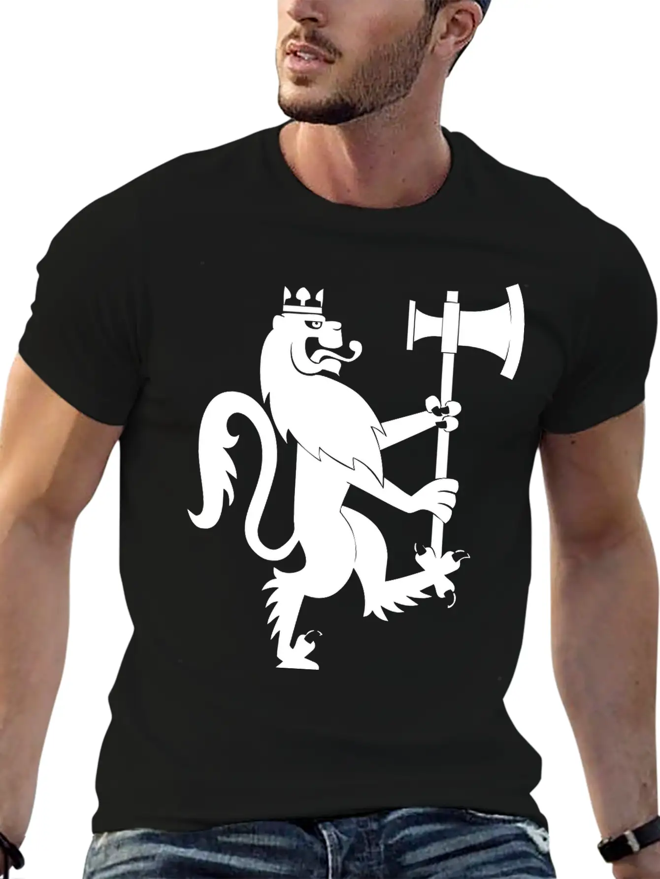 Lion With An Axe Breathable Graphic T-Shirt – Perfect For Casual Days