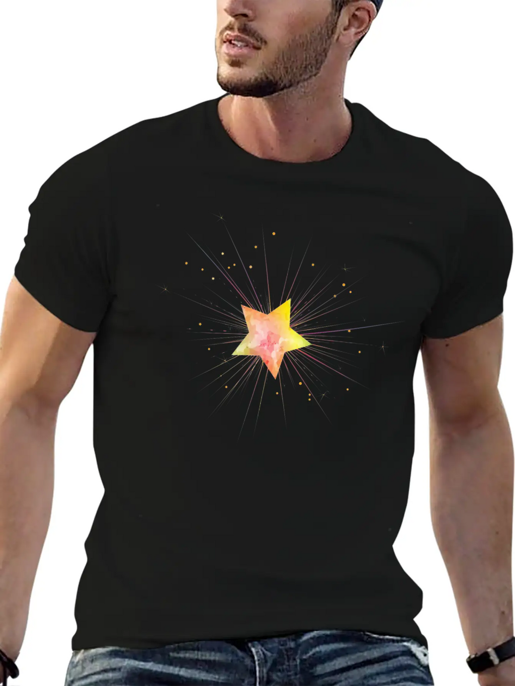 Little Golden Star In The Night Sky Timeless Short Sleeve Tee – Comfy And Minimalist Design