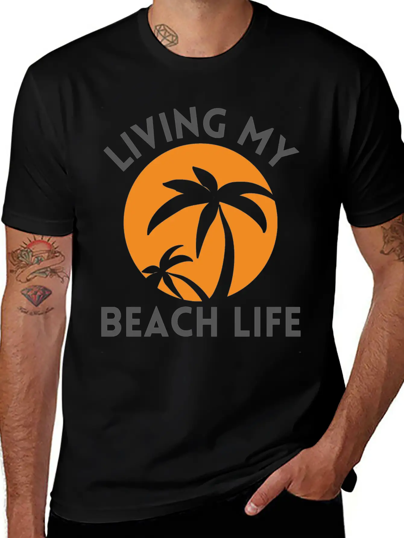 Living My Beach Life - Sunrise Design Timeless Short Sleeve Tee – Comfy And Minimalist Design