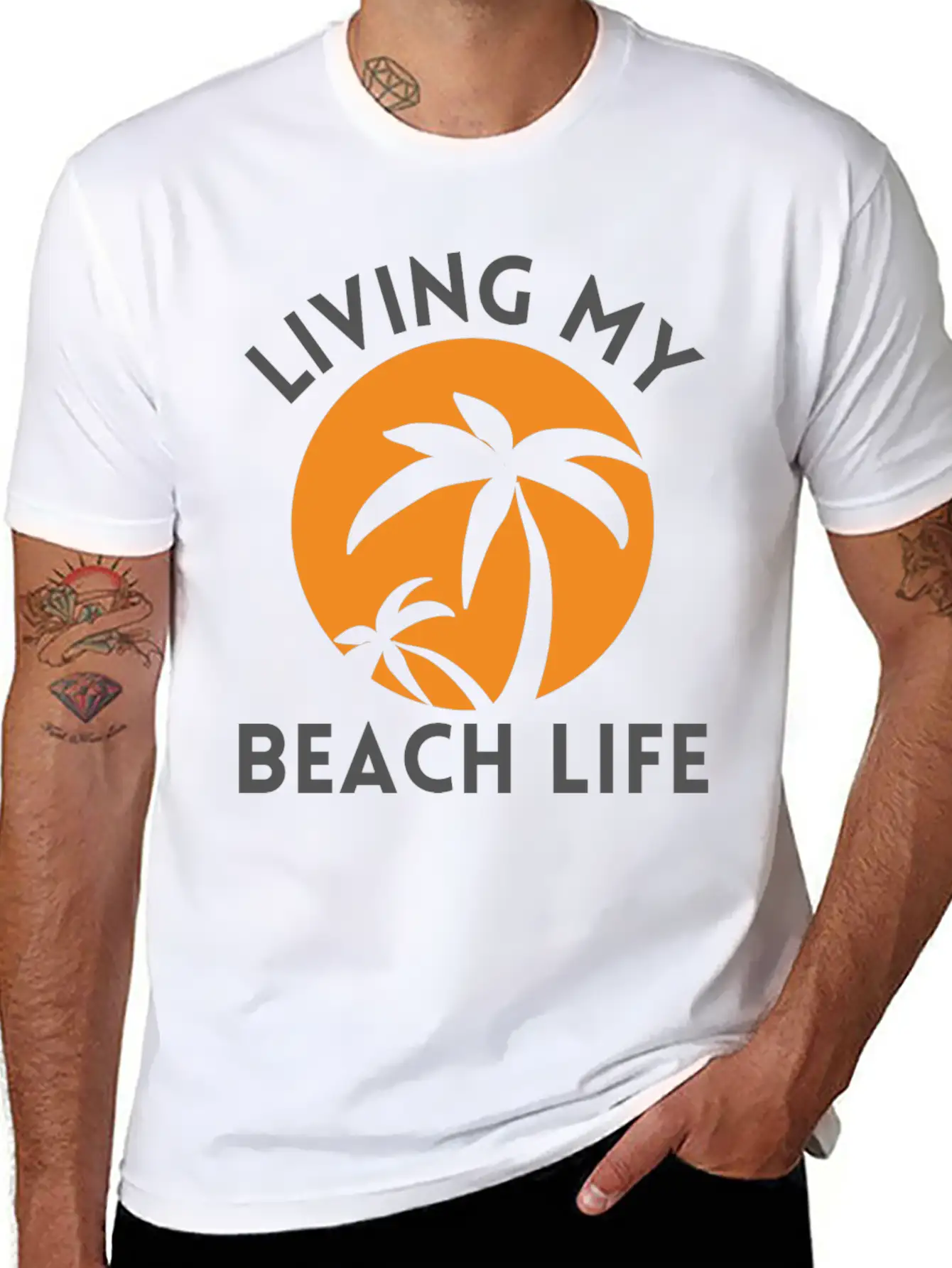 Living My Beach Life - Sunrise Design Timeless Short Sleeve Tee – Comfy And Minimalist Design