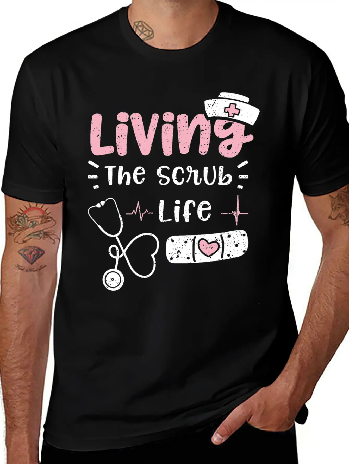 Living The Scrub Life - Nurse Breathable Soft Cotton T-Shirt – Timeless Casual Look