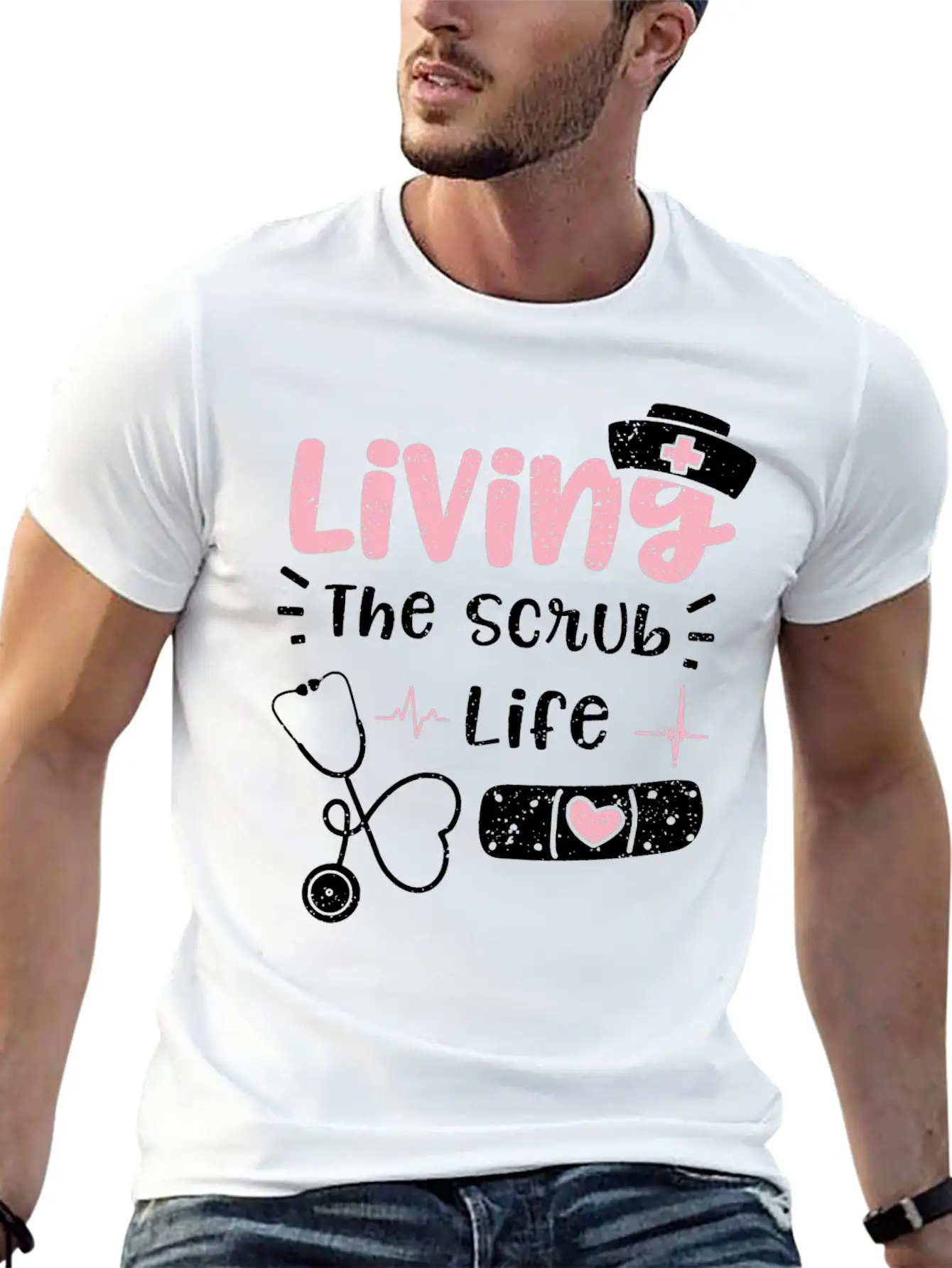 Living The Scrub Life - Nurse Breathable Soft Cotton T-Shirt – Timeless Casual Look