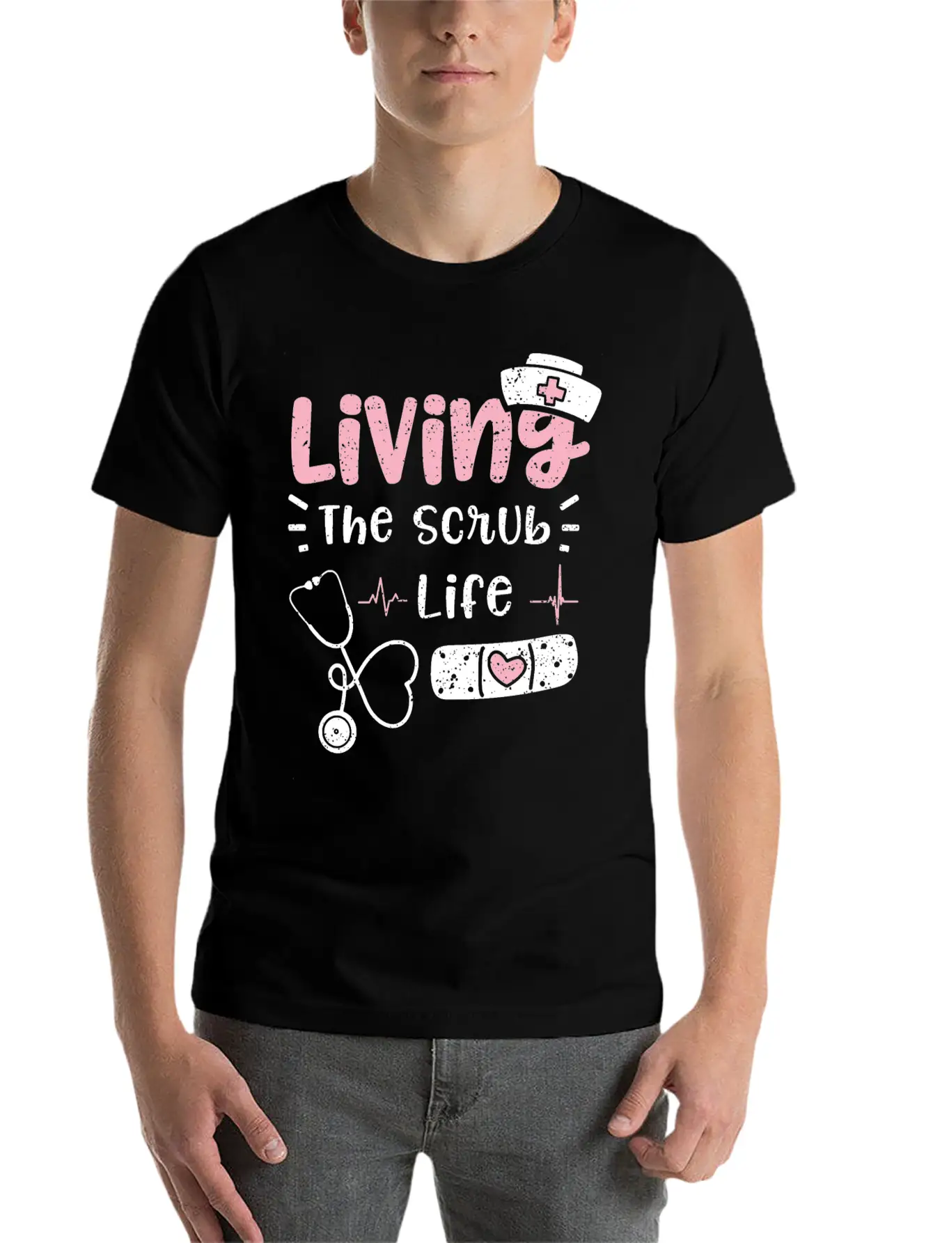 Living The Scrub Life - Nurse Breathable Soft Cotton T-Shirt – Timeless Casual Look