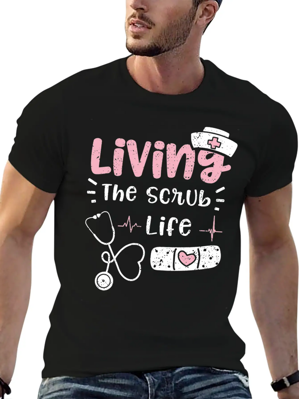 Living The Scrub Life - Nurse Breathable Soft Cotton T-Shirt – Timeless Casual Look