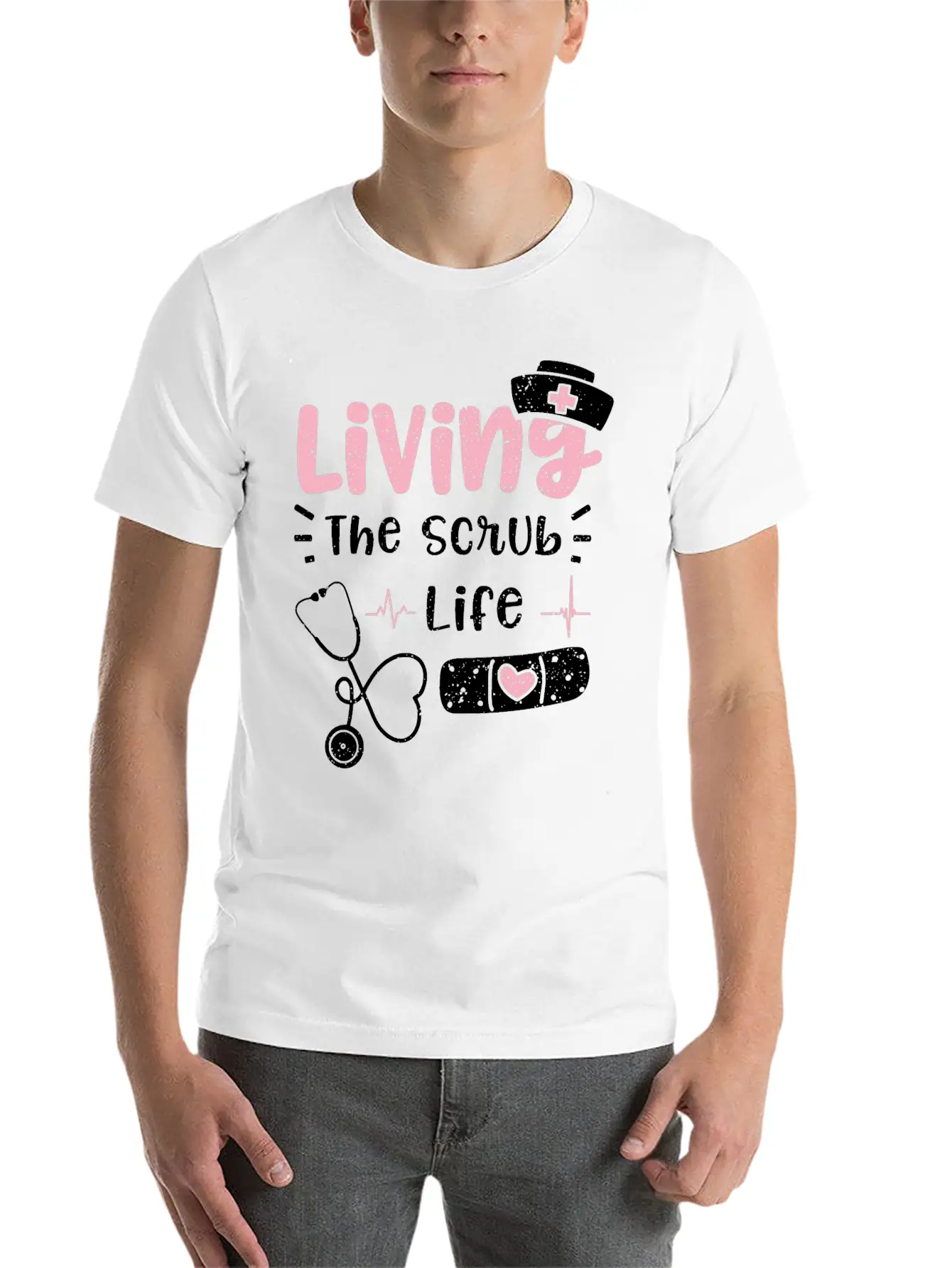 Living The Scrub Life - Nurse Breathable Soft Cotton T-Shirt – Timeless Casual Look