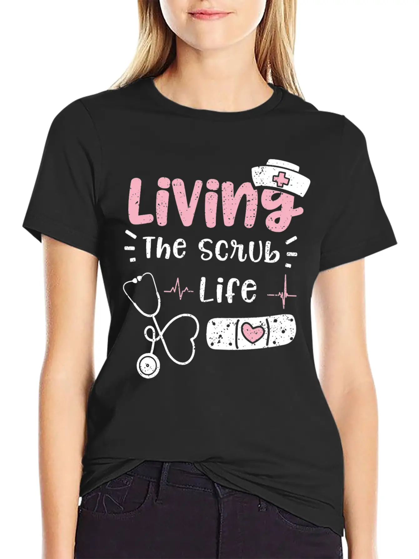 Living The Scrub Life - Nurse Breathable Soft Cotton T-Shirt – Timeless Casual Look