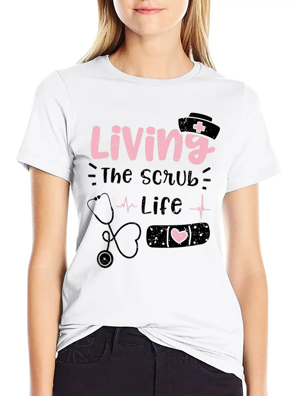 Living The Scrub Life - Nurse Breathable Soft Cotton T-Shirt – Timeless Casual Look