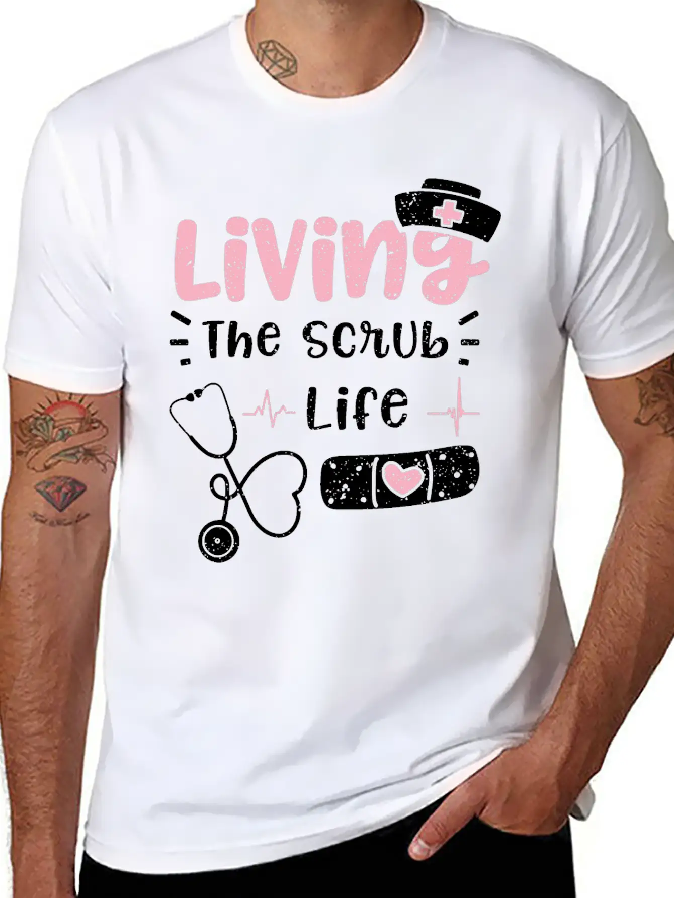 Living The Scrub Life - Nurse Breathable Soft Cotton T-Shirt – Timeless Casual Look