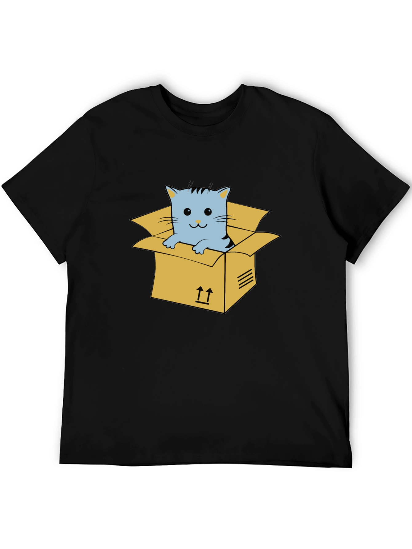 Cat in a Box Graphic Tee - Unisex Black T-Shirt