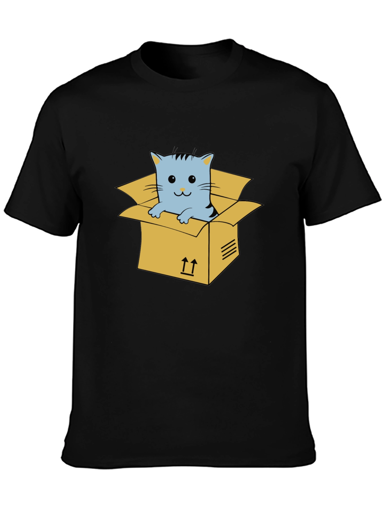 Cat in a Box Graphic Tee - Unisex Black T-Shirt