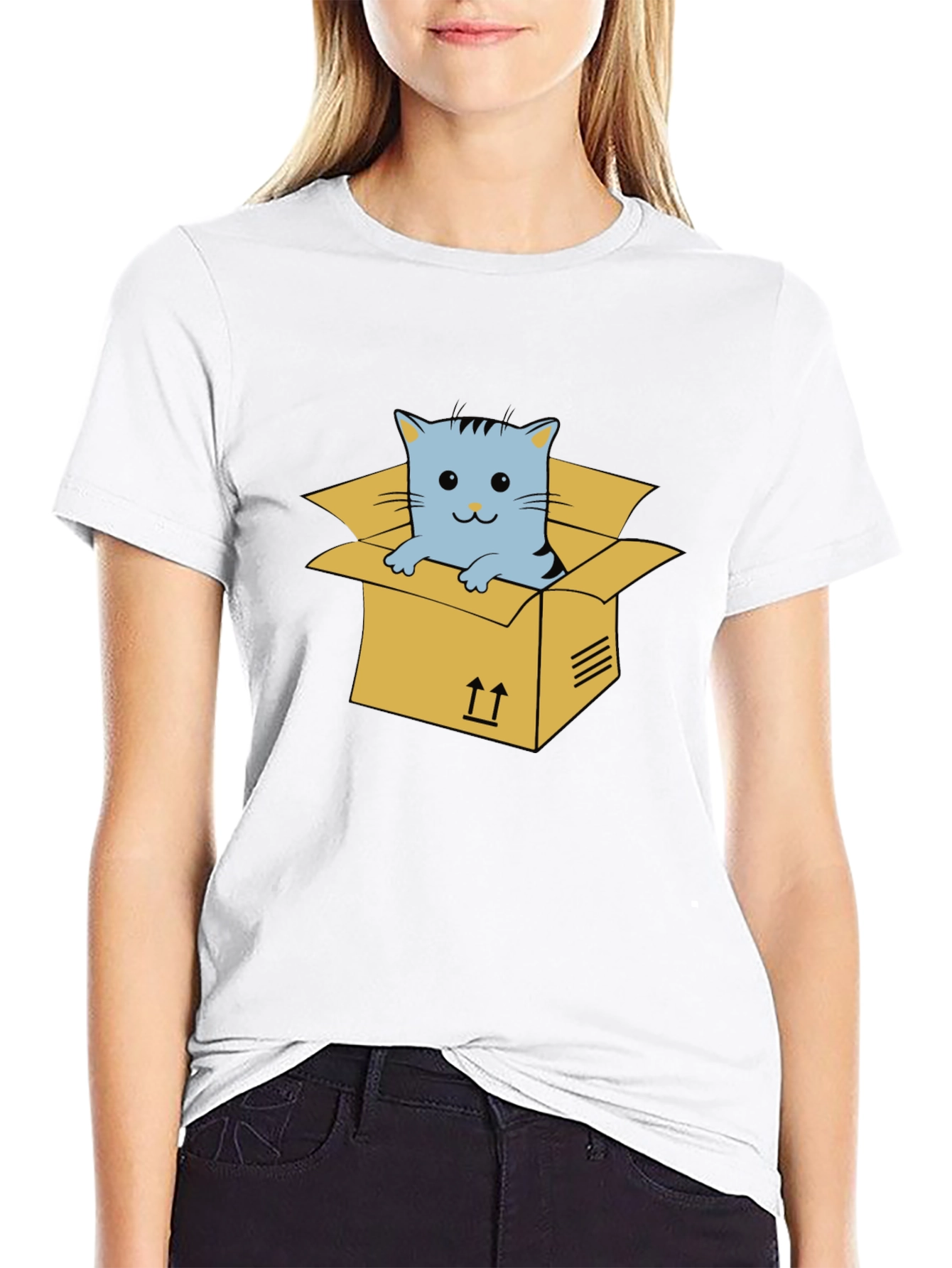 Cat in a Box Graphic Tee - Unisex Black T-Shirt