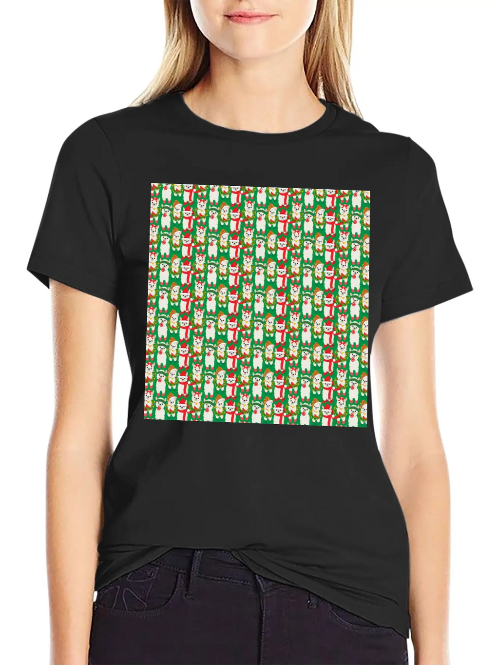 Llama Christmas Pattern For Desert Kids Timeless Short Sleeve Tee – Comfy And Minimalist Design