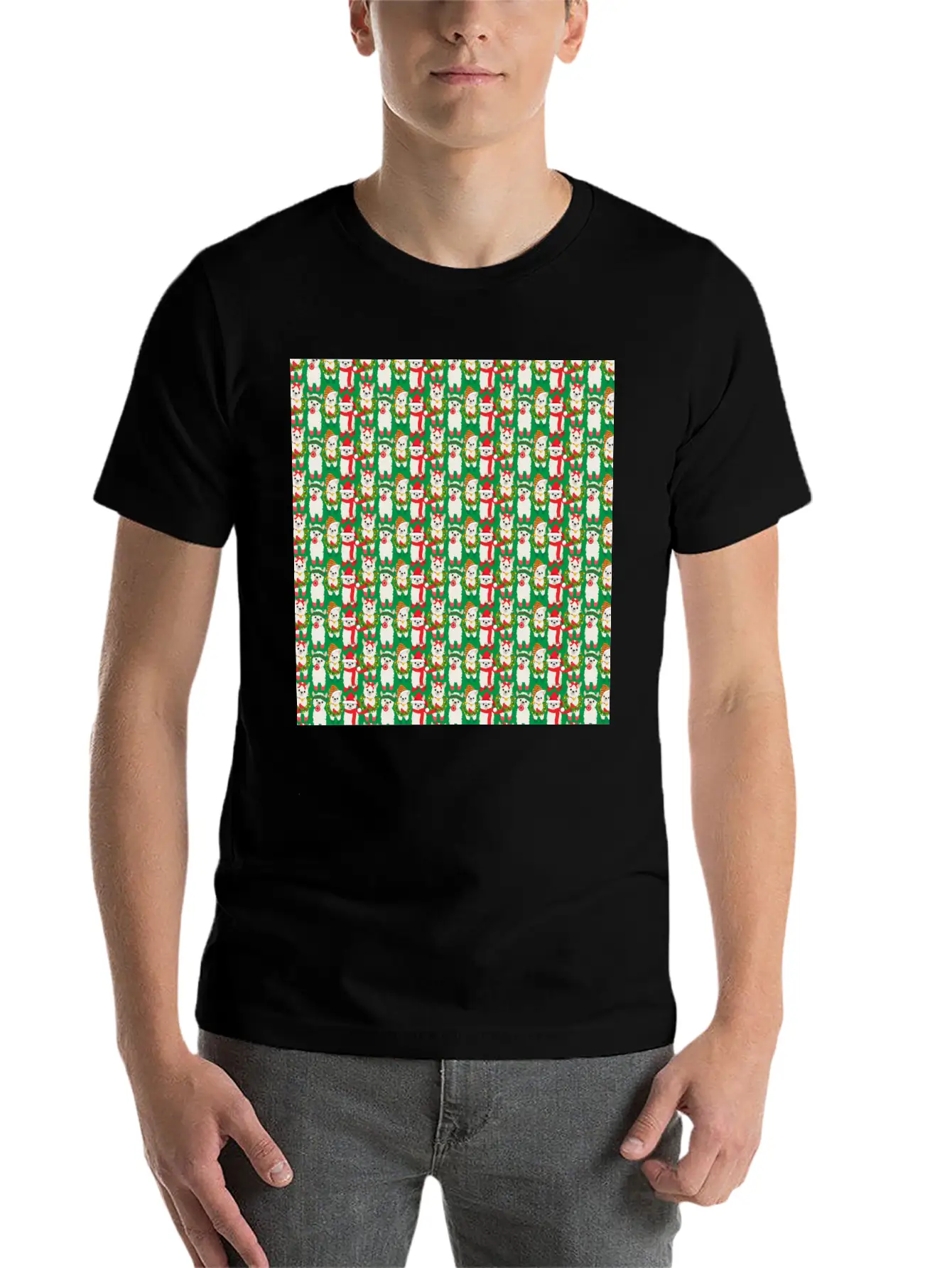 Llama Christmas Pattern For Desert Kids Timeless Short Sleeve Tee – Comfy And Minimalist Design