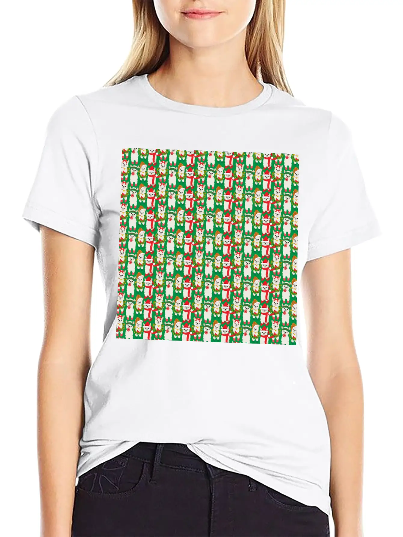 Llama Christmas Pattern For Desert Kids Timeless Short Sleeve Tee – Comfy And Minimalist Design