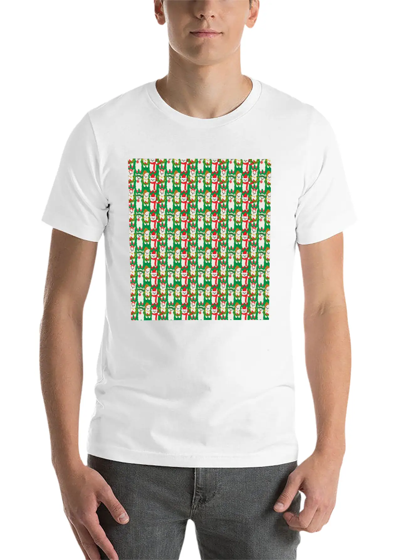 Llama Christmas Pattern For Desert Kids Timeless Short Sleeve Tee – Comfy And Minimalist Design
