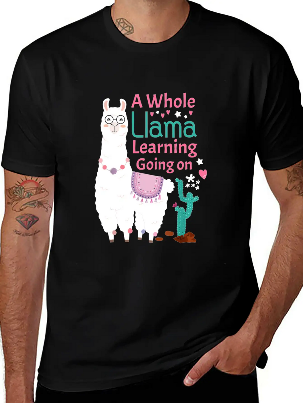 Llama Shirt A Whole Llama Learning Going On Teache Relaxed Everyday Tee – Lightweight And Durable Cotton