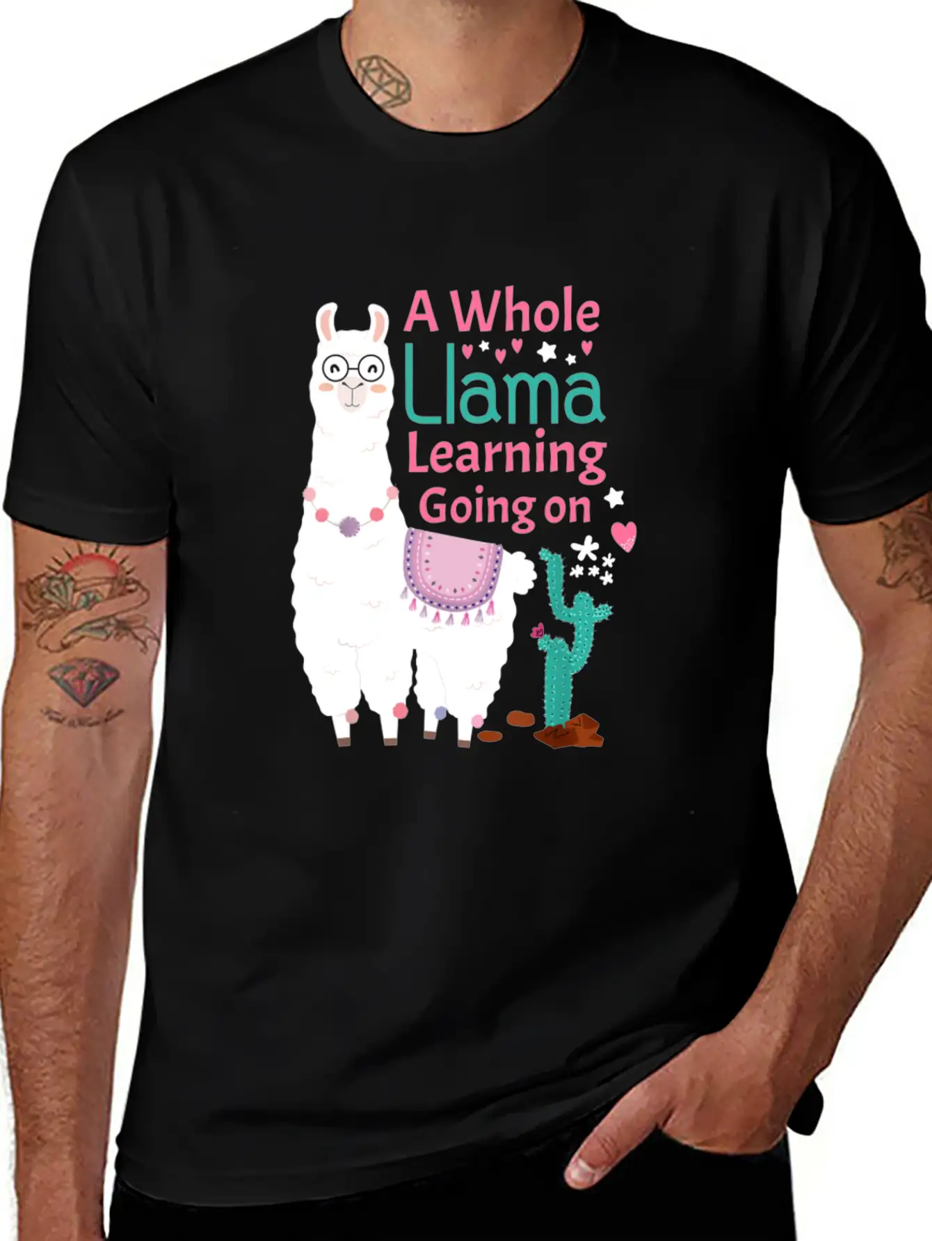 Llama Shirt A Whole Llama Learning Going On Teache Relaxed Everyday Tee – Lightweight And Durable Cotton