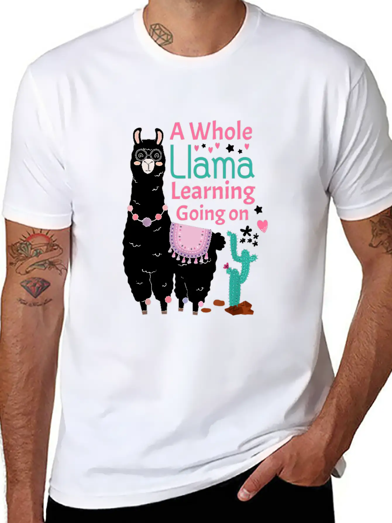 Llama Shirt A Whole Llama Learning Going On Teache Relaxed Everyday Tee – Lightweight And Durable Cotton